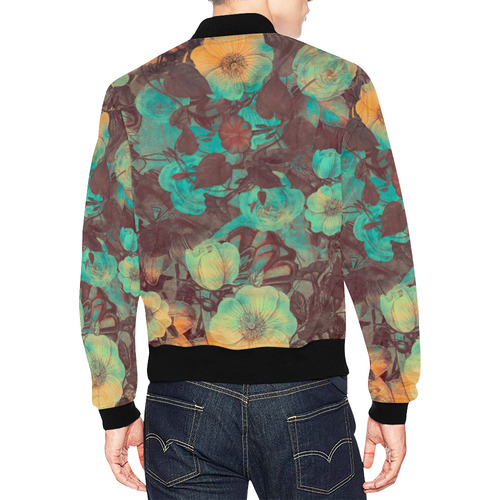 flowers All Over Print Bomber Jacket for Men (Model H19)