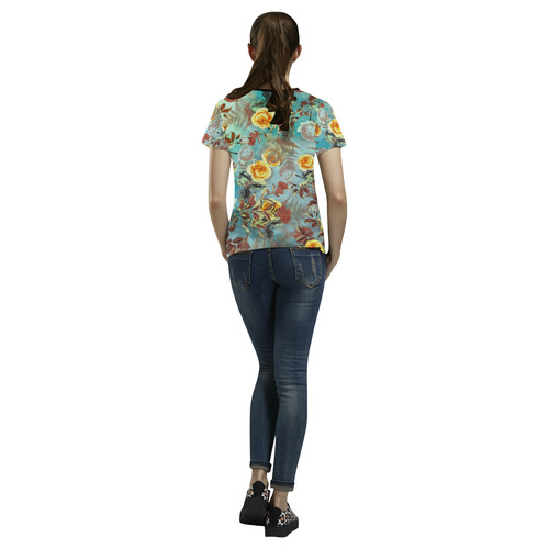 flowers 3 All Over Print T-shirt for Women/Large Size (USA Size) (Model T40)