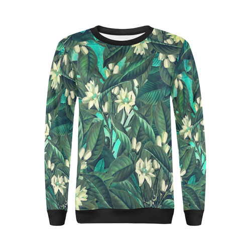 flowers All Over Print Crewneck Sweatshirt for Women (Model H18)