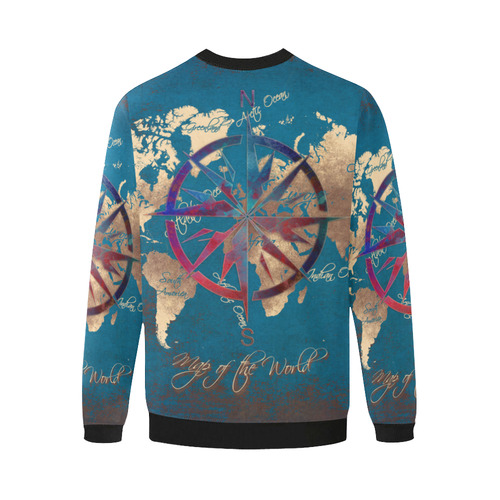 world map wind rose #map #worldmap Men's Oversized Fleece Crew Sweatshirt (Model H18)