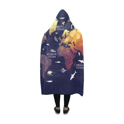 ocean world map Hooded Blanket 60''x50''