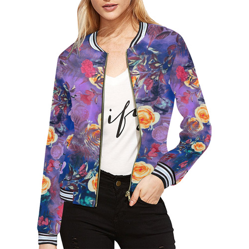 flowers 1 All Over Print Bomber Jacket for Women (Model H21)