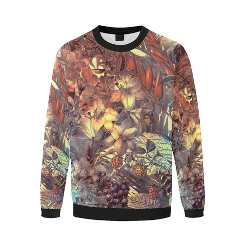 flowers Men's Oversized Fleece Crew Sweatshirt (Model H18)