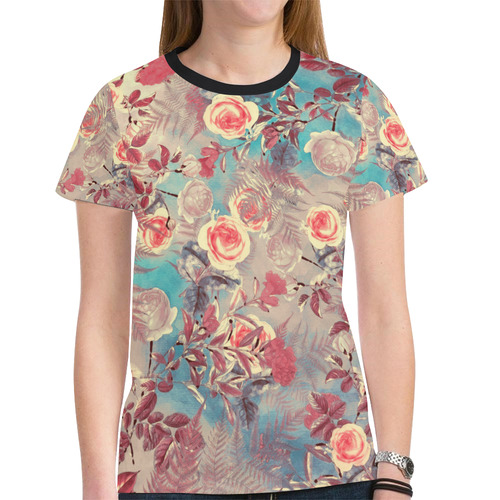 flowers 8 New All Over Print T-shirt for Women (Model T45)