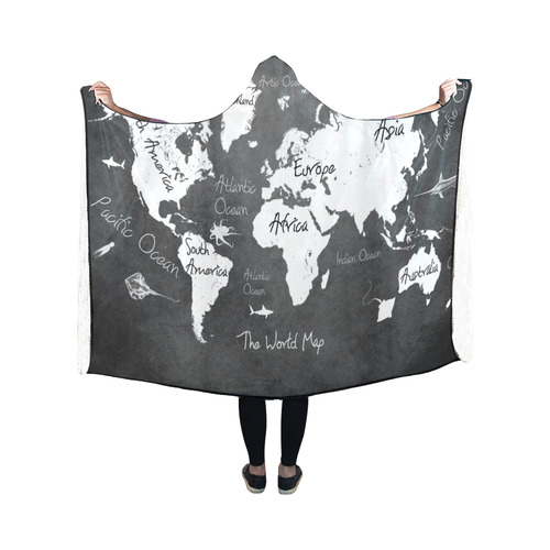 world map Hooded Blanket 50''x40''