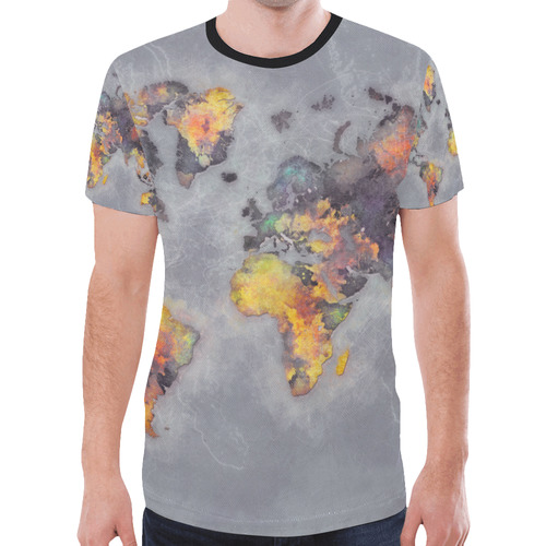 world map grey #map #worldmap New All Over Print T-shirt for Men (Model T45)