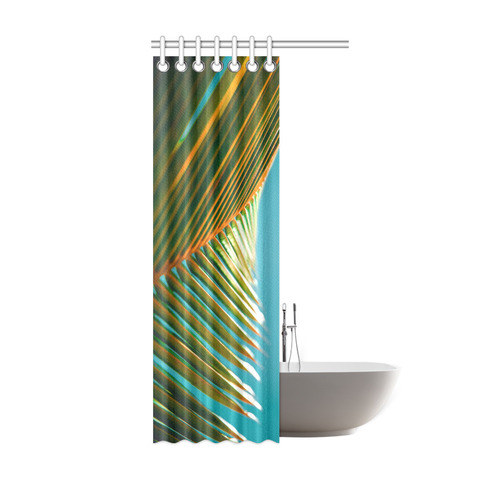 Plant leaves in orange and green with blue skies Shower Curtain 36"x72"