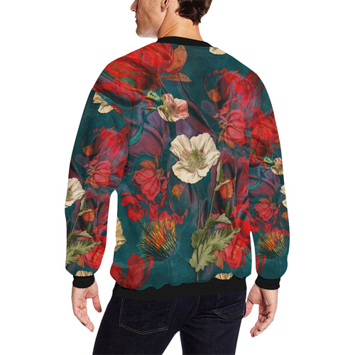 flora 3 All Over Print Crewneck Sweatshirt for Men/Large (Model H18)