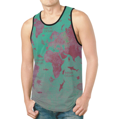 world map #world #map New All Over Print Tank Top for Men (Model T46)