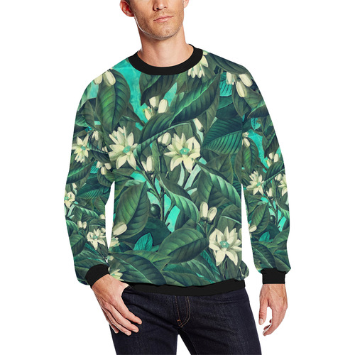 flowers All Over Print Crewneck Sweatshirt for Men/Large (Model H18)