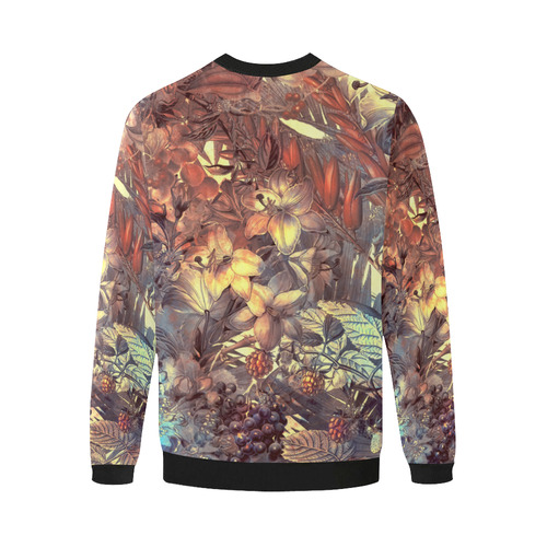 flowers Men's Oversized Fleece Crew Sweatshirt (Model H18)