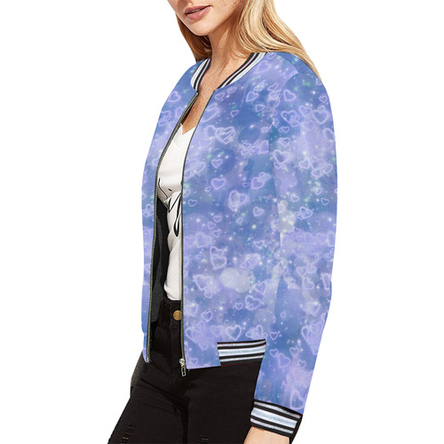 Sparkling glowing hearts D by JamColors All Over Print Bomber Jacket for Women (Model H21)