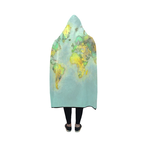 world map green #map #worldmap Hooded Blanket 50''x40''