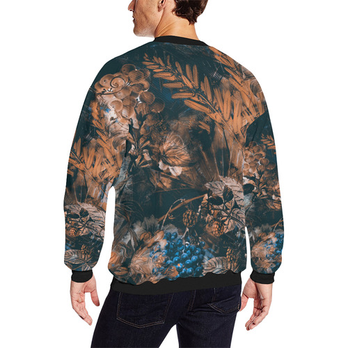 flowers Men's Oversized Fleece Crew Sweatshirt/Large Size(Model H18)