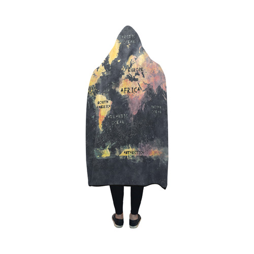world map OCEANS and continents Hooded Blanket 50''x40''