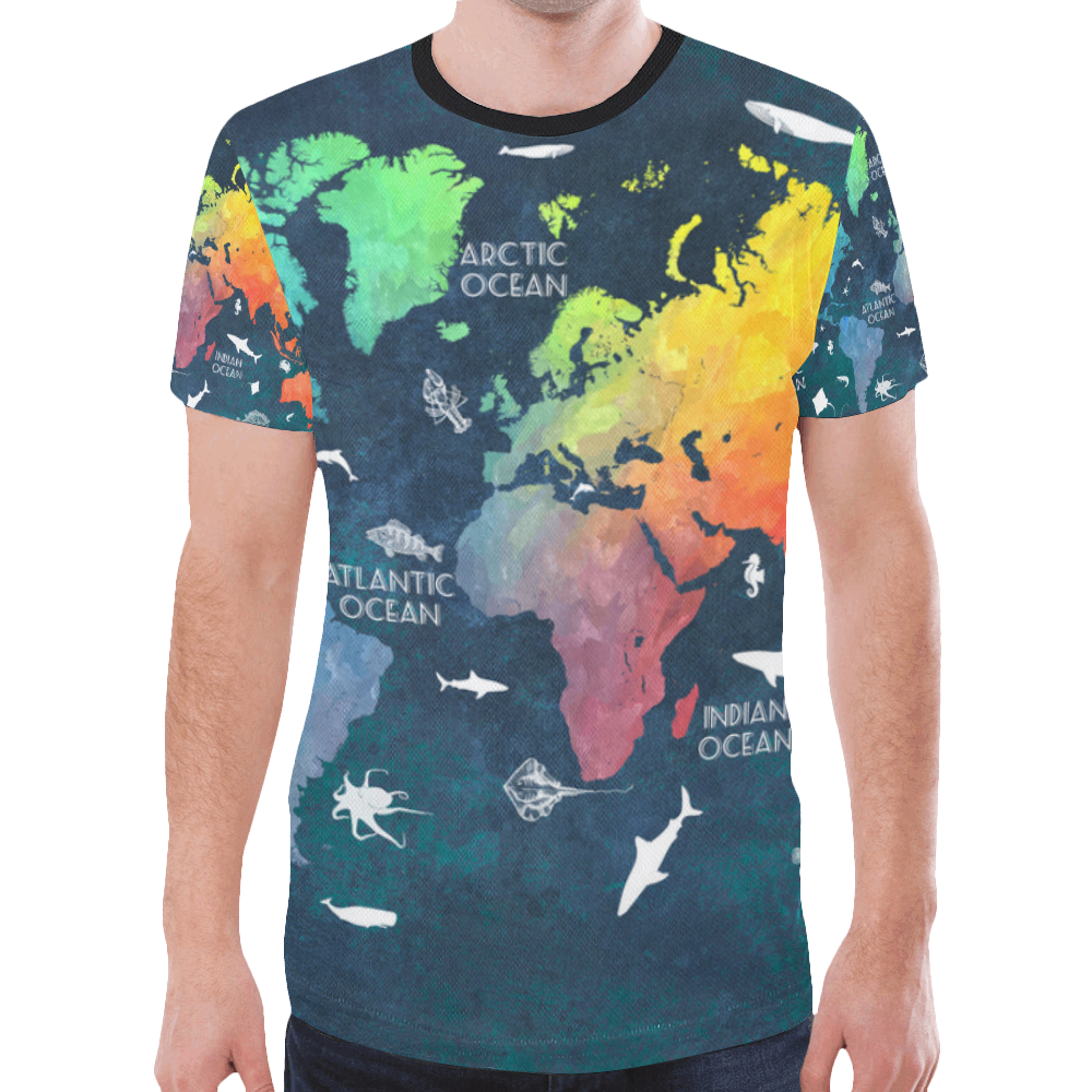world map New All Over Print T-shirt for Men (Model T45) | ID: D2373819