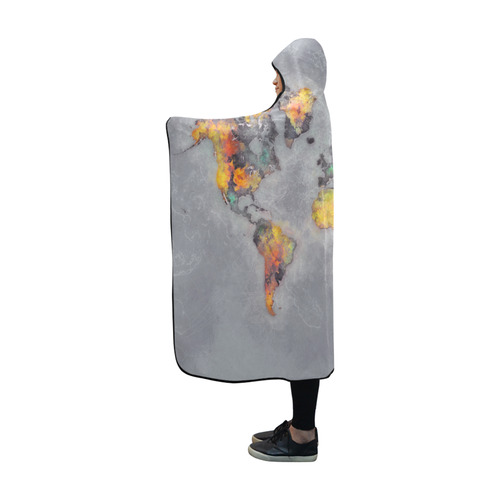 world map grey #map #worldmap Hooded Blanket 60''x50''