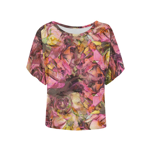 flora 2 Women's Batwing-Sleeved Blouse T shirt (Model T44)