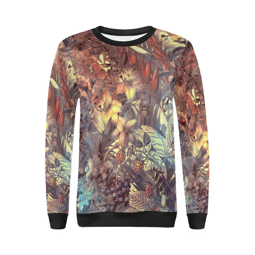 flowers All Over Print Crewneck Sweatshirt for Women (Model H18)