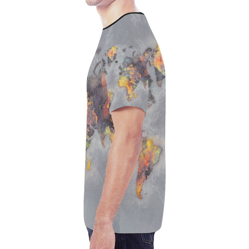 world map grey #map #worldmap New All Over Print T-shirt for Men (Model T45)
