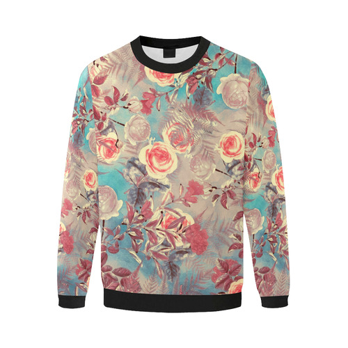 flowers 8 Men's Oversized Fleece Crew Sweatshirt (Model H18)