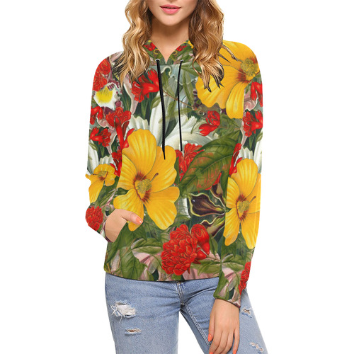 flora 1 All Over Print Hoodie for Women (USA Size) (Model H13)