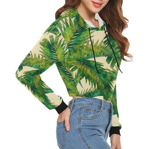 palms All Over Print Crop Hoodie for Women (Model H22)