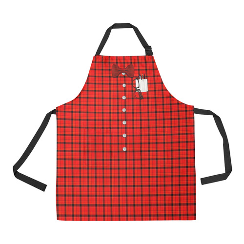Nerd Geek Costume - Red Plaid All Over Print Apron
