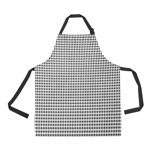 Black And White Harlequin Diamond Pattern All Over Print Apron