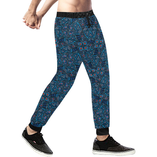 Blue Doodles - Hearts And Smiles Men's All Over Print Sweatpants (Model L11)