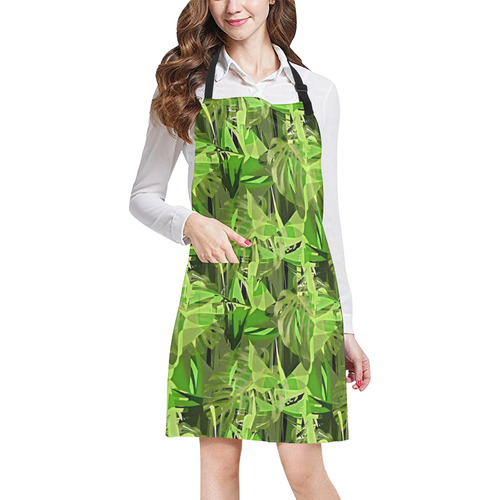 Tropical Jungle Leaves Camouflage All Over Print Apron