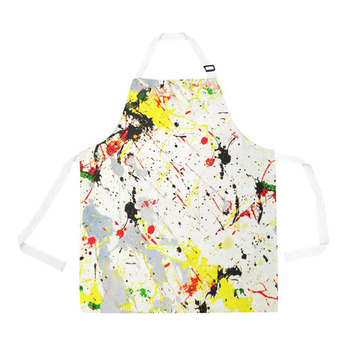 Yellow & Black Paint Splatter All Over Print Apron