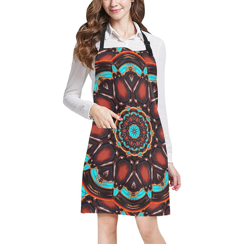 K172 Wood and Turquoise Abstract All Over Print Apron