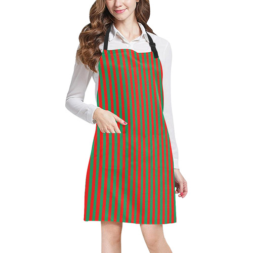 Christmas Stripes Red and Green All Over Print Apron