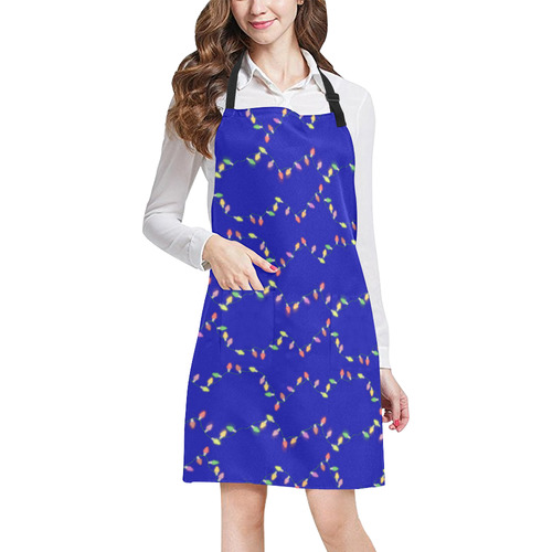 Festive Christmas Lights On Blue All Over Print Apron