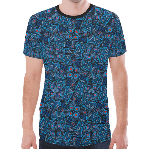 Blue Doodles - Hearts And Smiles New All Over Print T-shirt for Men (Model T45)