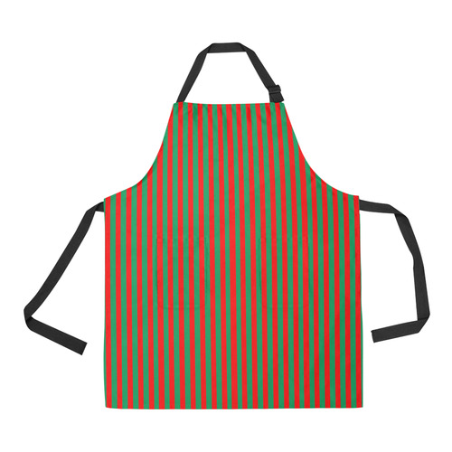 Christmas Stripes Red and Green All Over Print Apron