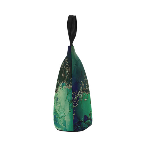 Green floral design Nylon Lunch Tote Bag (Model 1670)