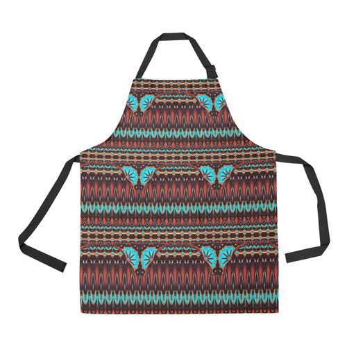 K172 Wood and Turquoise Abstract Pattern All Over Print Apron