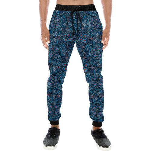 Blue Doodles - Hearts And Smiles Men's All Over Print Sweatpants (Model L11)