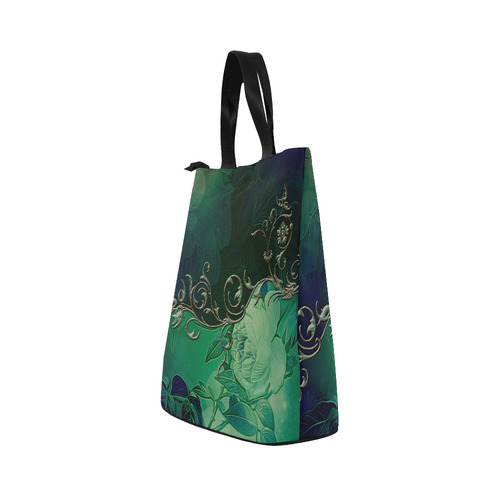 Green floral design Nylon Lunch Tote Bag (Model 1670)