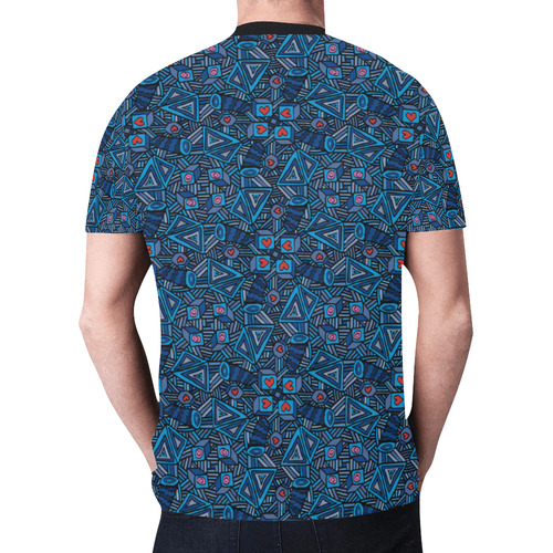 Blue Doodles - Hearts And Smiles New All Over Print T-shirt for Men (Model T45)