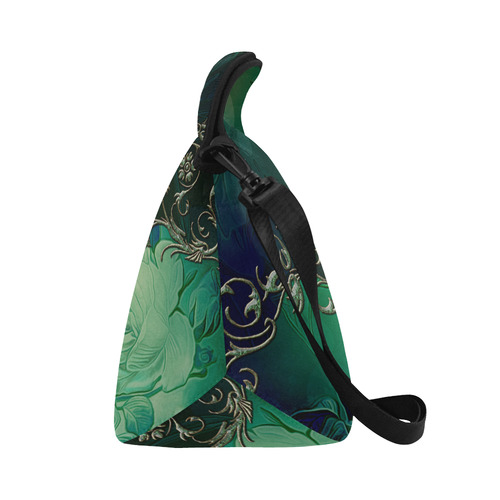 Green floral design Neoprene Lunch Bag/Large (Model 1669)