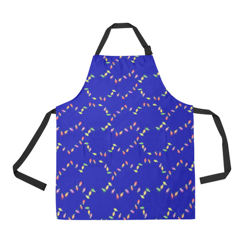 Festive Christmas Lights On Blue All Over Print Apron