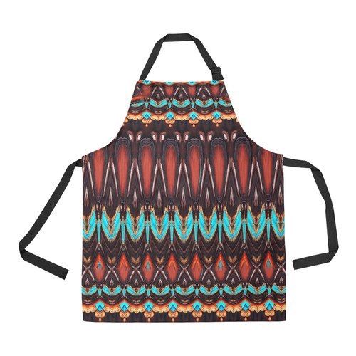 K172 Wood and Turquoise Abstract All Over Print Apron