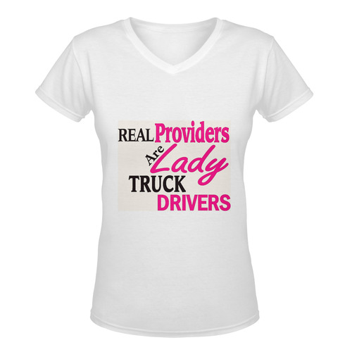 Lady Truck Drivers Women's Deep V-neck T-shirt (Model T19)