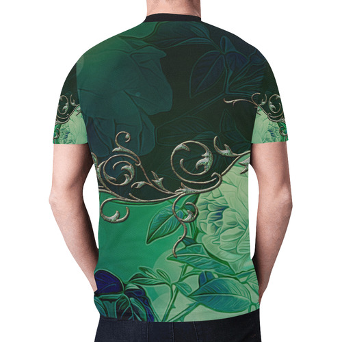 Green floral design New All Over Print T-shirt for Men (Model T45)