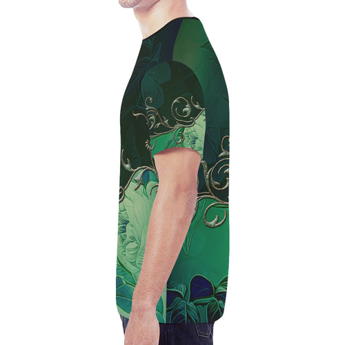 Green floral design New All Over Print T-shirt for Men (Model T45)