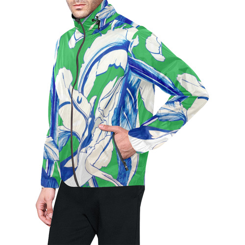 Blue Succulent green saint pattys Unisex All Over Print Windbreaker (Model H23)