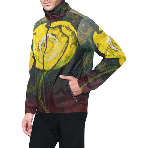 Golden Rose Acrylic Unisex All Over Print Windbreaker (Model H23)